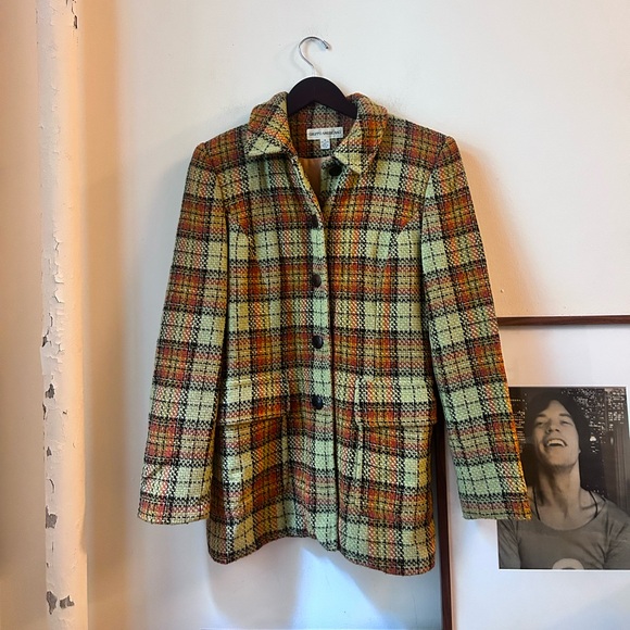 ▪️sold▪️vintage green plaid coat gruppo americano mid length jacket - Picture 11 of 11